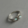 925 Sterling Silver Opal & CZ Ring Size 6.5