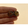Vintage 925 Sterling Silver Amber Stud Earrings Italy