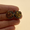 Vintage 925 Sterling Silver Amber Stud Earrings Italy