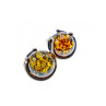Vintage 925 Sterling Silver Amber Stud Earrings Italy