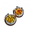 Vintage 925 Sterling Silver Amber Stud Earrings Italy