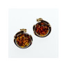 Vintage 925 Sterling Silver Amber Stud Earrings Italy
