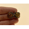 Vintage 925 Sterling Silver Amber Stud Earrings Italy