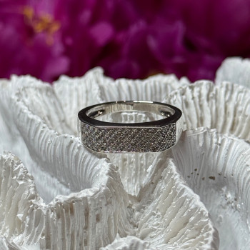 925 Sterling Silver Diamonds Ring Size 9.25