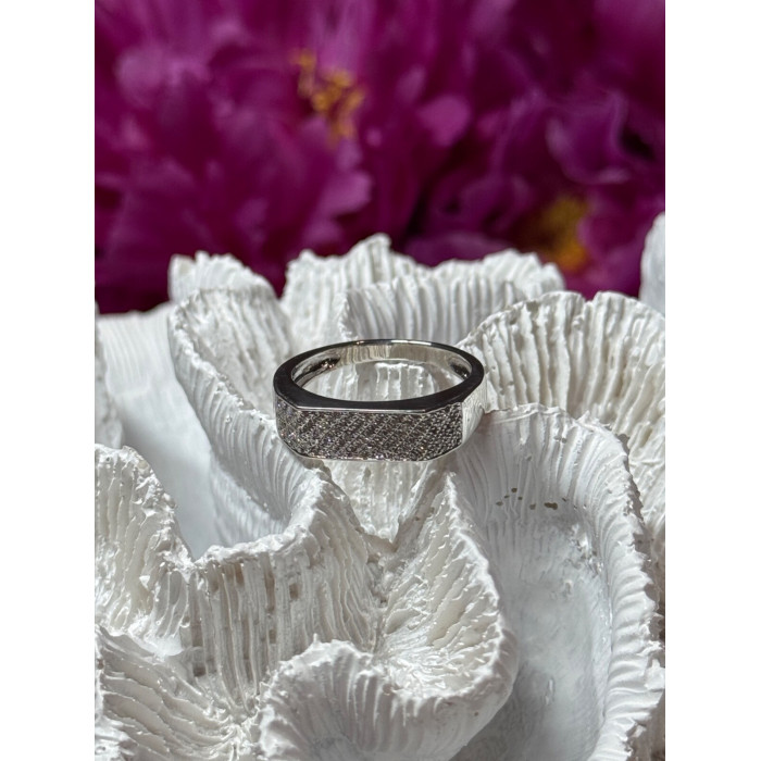 925 Sterling Silver Diamonds Ring Size 9.25