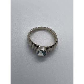 925 Sterling Silver & Blue Topaz Ring Size 5