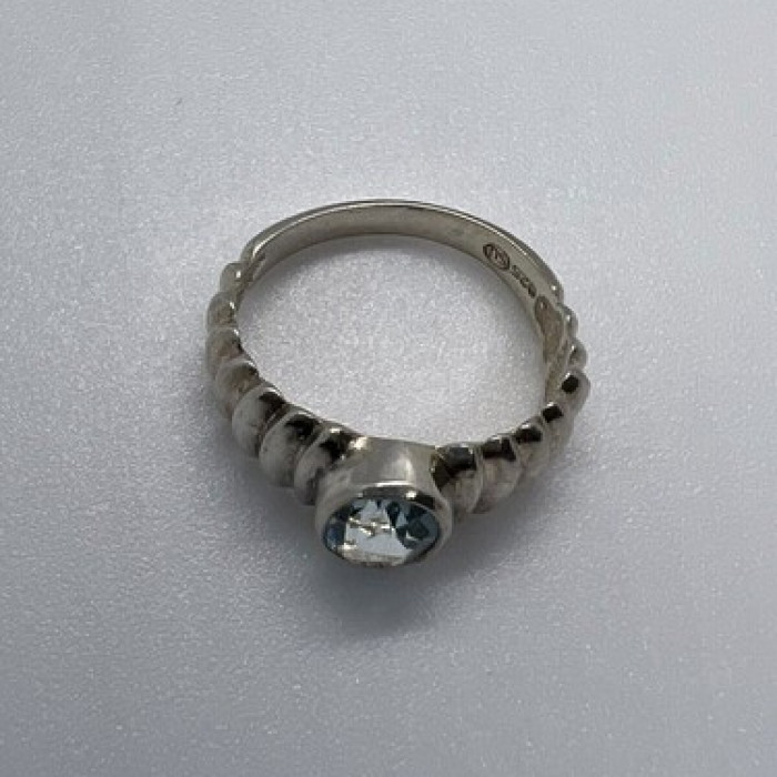 925 Sterling Silver & Blue Topaz Ring Size 5
