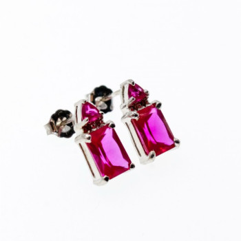 925 Sterling Silver Pink Topaz Stud Earrings