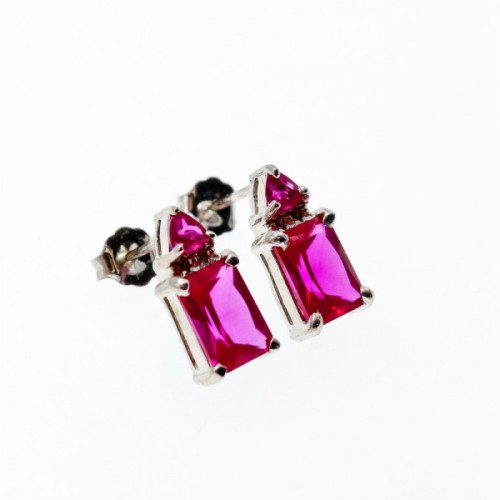 925 Sterling Silver Pink Topaz Stud Earrings