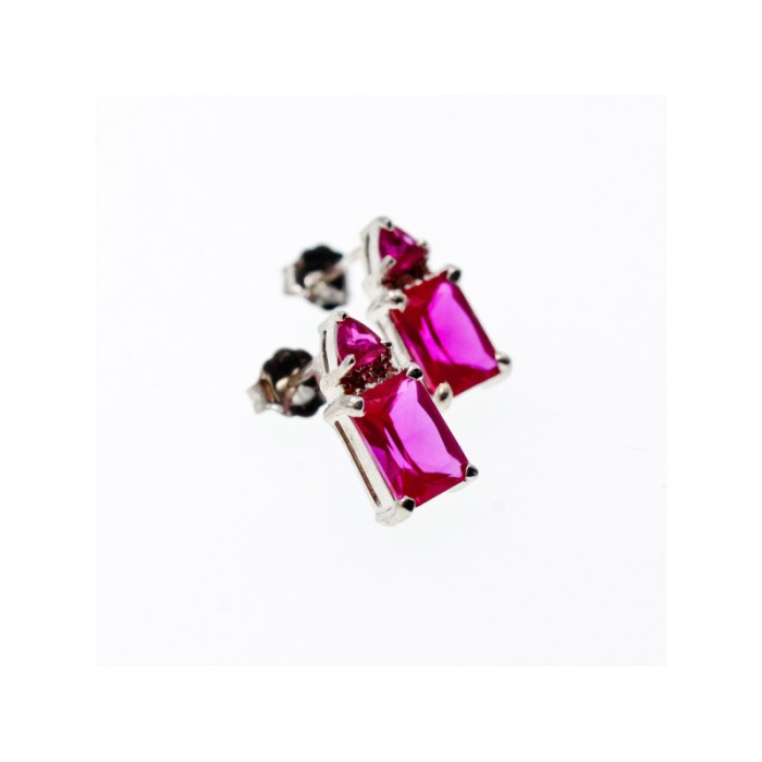 925 Sterling Silver Pink Topaz Stud Earrings