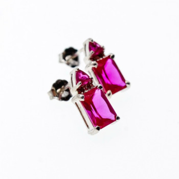 925 Sterling Silver Pink Topaz Stud Earrings