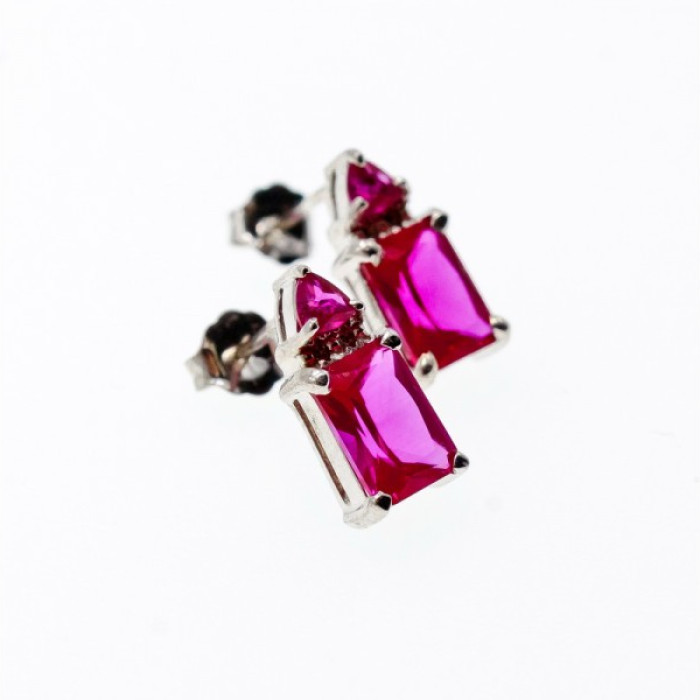 925 Sterling Silver Pink Topaz Stud Earrings