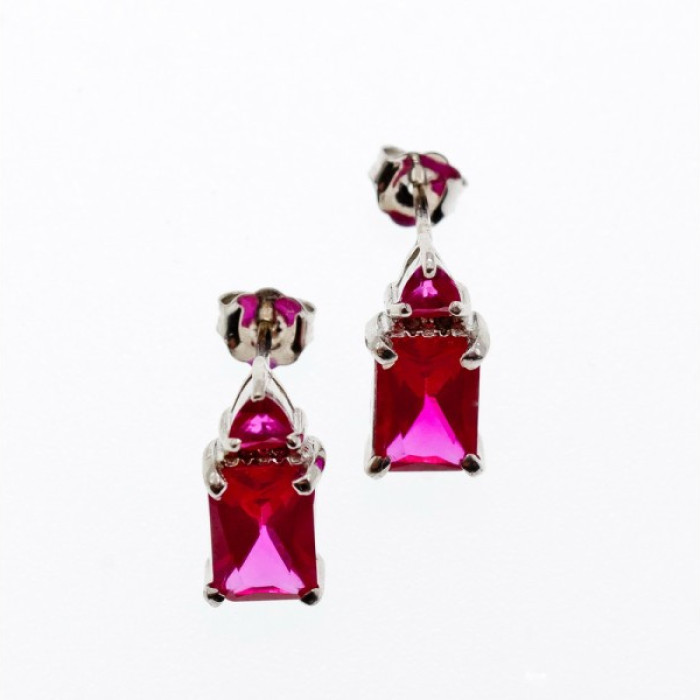 925 Sterling Silver Pink Topaz Stud Earrings