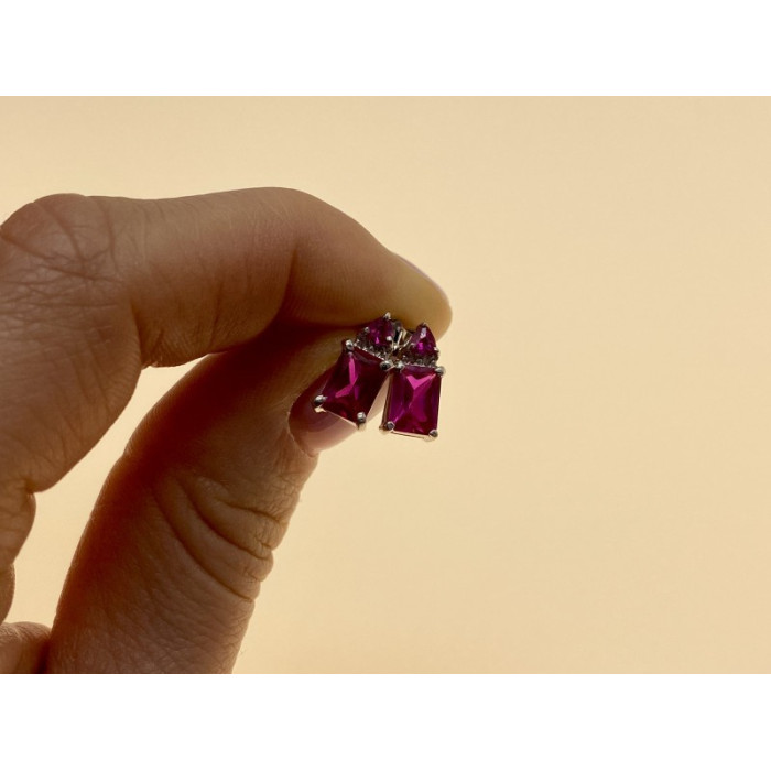 925 Sterling Silver Pink Topaz Stud Earrings