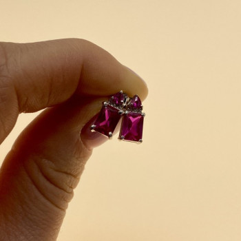 925 Sterling Silver Pink Topaz Stud Earrings