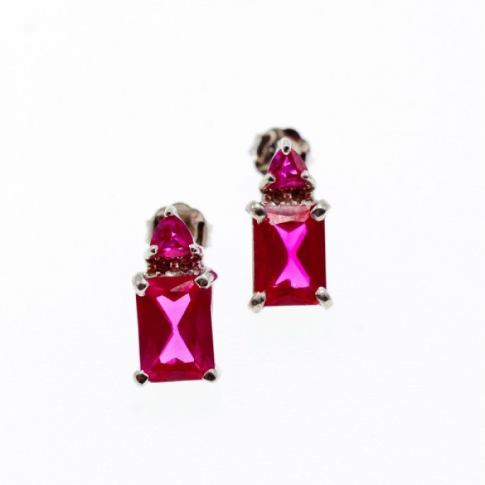 925 Sterling Silver Pink Topaz Stud Earrings