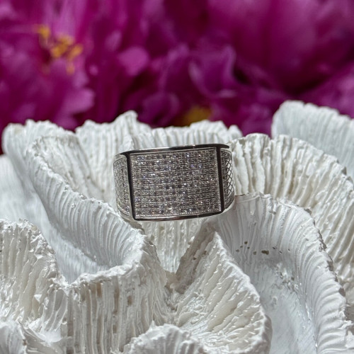 925 Sterling Silver Diamonds Ring Size 8.5