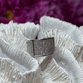 925 Sterling Silver Diamonds Ring Size 8.5