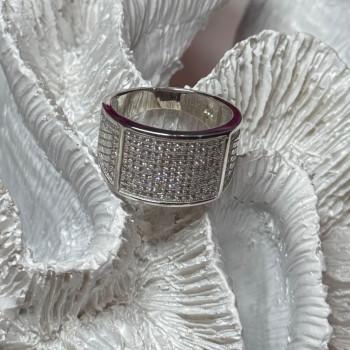 925 Sterling Silver Diamonds Ring Size 8.5