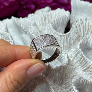 925 Sterling Silver Diamonds Ring Size 8.5