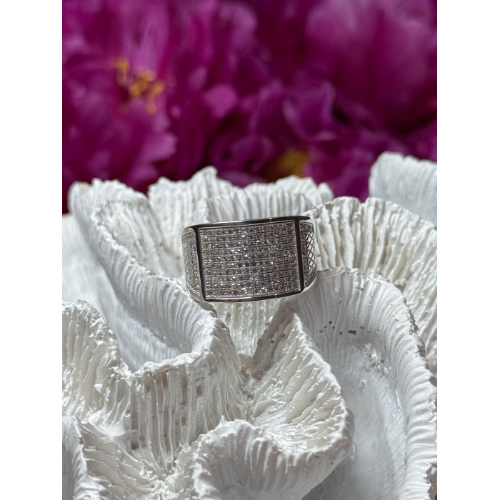 925 Sterling Silver Diamonds Ring Size 8.5