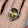 925 Sterling Silver Citrine & Beryl Ring Size 8.5