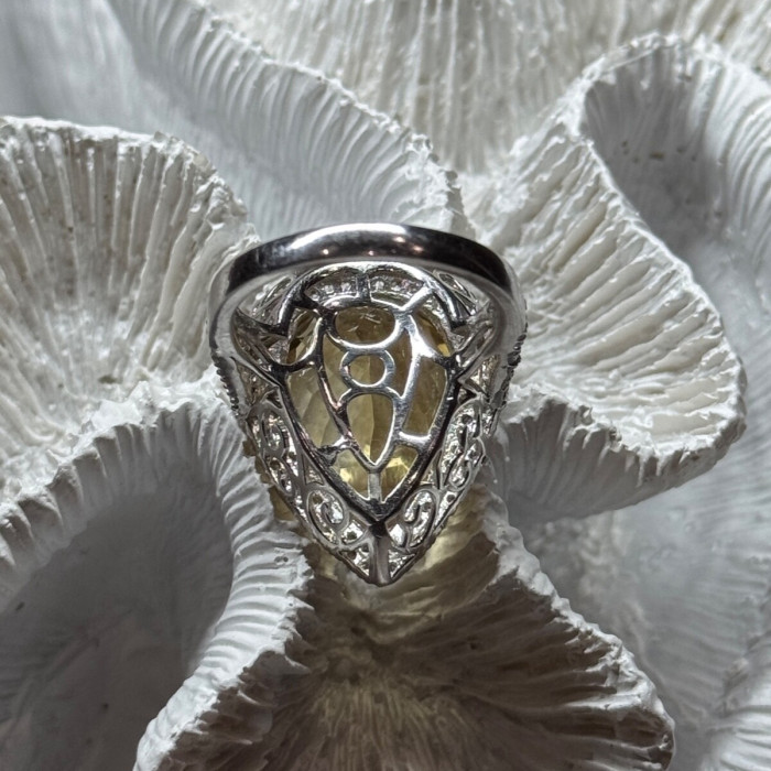 925 Sterling Silver Citrine & Beryl Ring Size 8.5