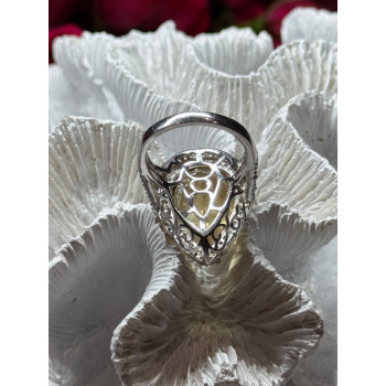 925 Sterling Silver Citrine & Beryl Ring Size 8.5