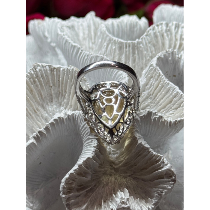 925 Sterling Silver Citrine & Beryl Ring Size 8.5