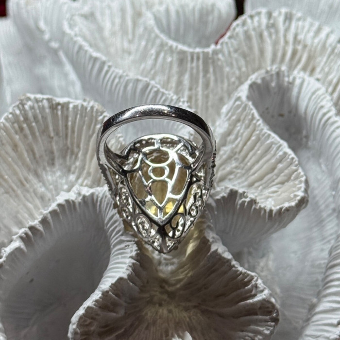 925 Sterling Silver Citrine & Beryl Ring Size 8.5