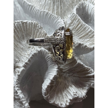 925 Sterling Silver Citrine & Beryl Ring Size 8.5