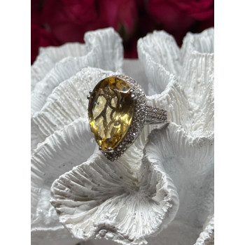 925 Sterling Silver Citrine & Beryl Ring Size 8.5