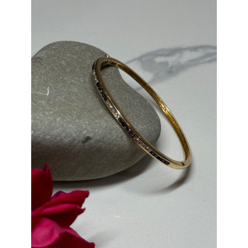 14K YELLOW GOLD BRACELET BLUE & WHITE SAPPHIRE
