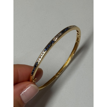14K YELLOW GOLD BRACELET BLUE & WHITE SAPPHIRE