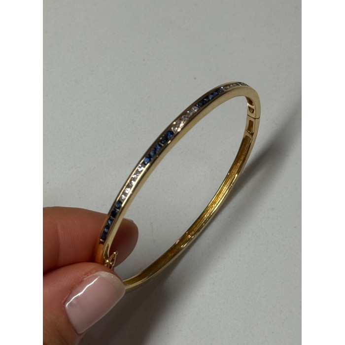14K YELLOW GOLD BRACELET BLUE & WHITE SAPPHIRE