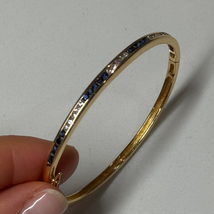 14K Yellow Gold Bracelet Blue & White Sapphire