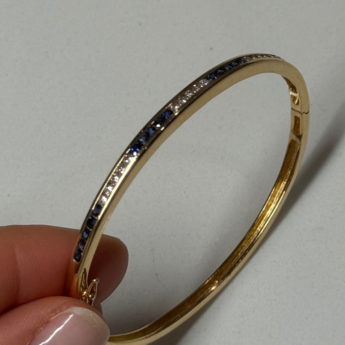 14K Yellow Gold Bracelet Blue & White Sapphire