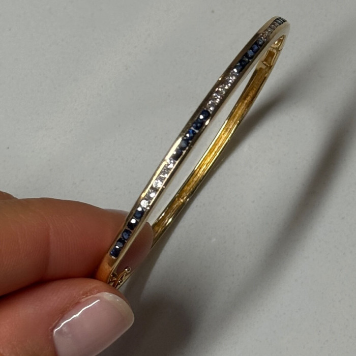 14K Yellow Gold Bracelet Blue & White Sapphire