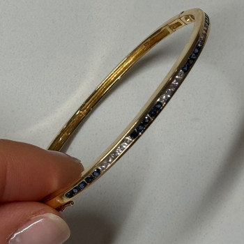 14K Yellow Gold Bracelet Blue & White Sapphire