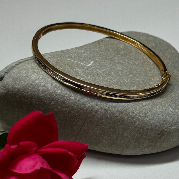 14K Yellow Gold Bracelet Blue & White Sapphire