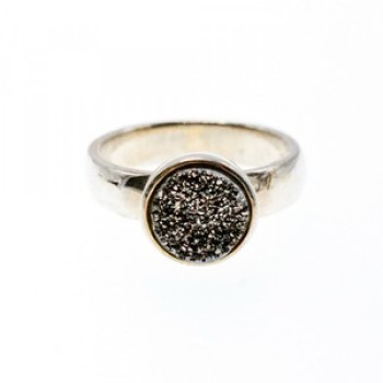 925 Sterling Silver Pyrite Ring Size 5.5