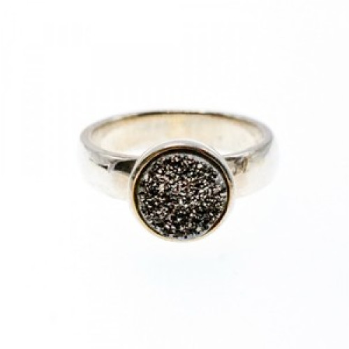 925 Sterling Silver Pyrite Ring Size 5.5