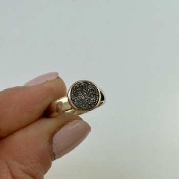 925 Sterling Silver Pyrite Ring Size 5.5