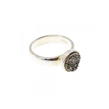 925 Sterling Silver Pyrite Ring Size 5.5