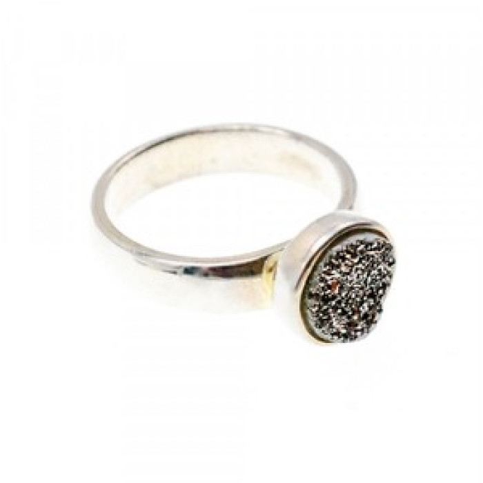 925 Sterling Silver Pyrite Ring Size 5.5
