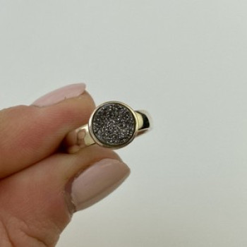 925 Sterling Silver Pyrite Ring Size 5.5