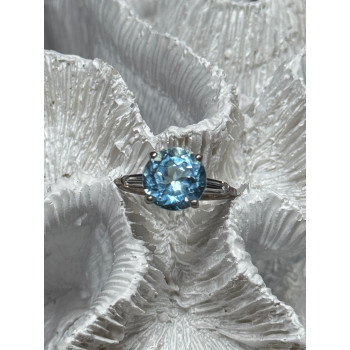 925 Sterling Silver Topaz & Beryl Ring Size 6