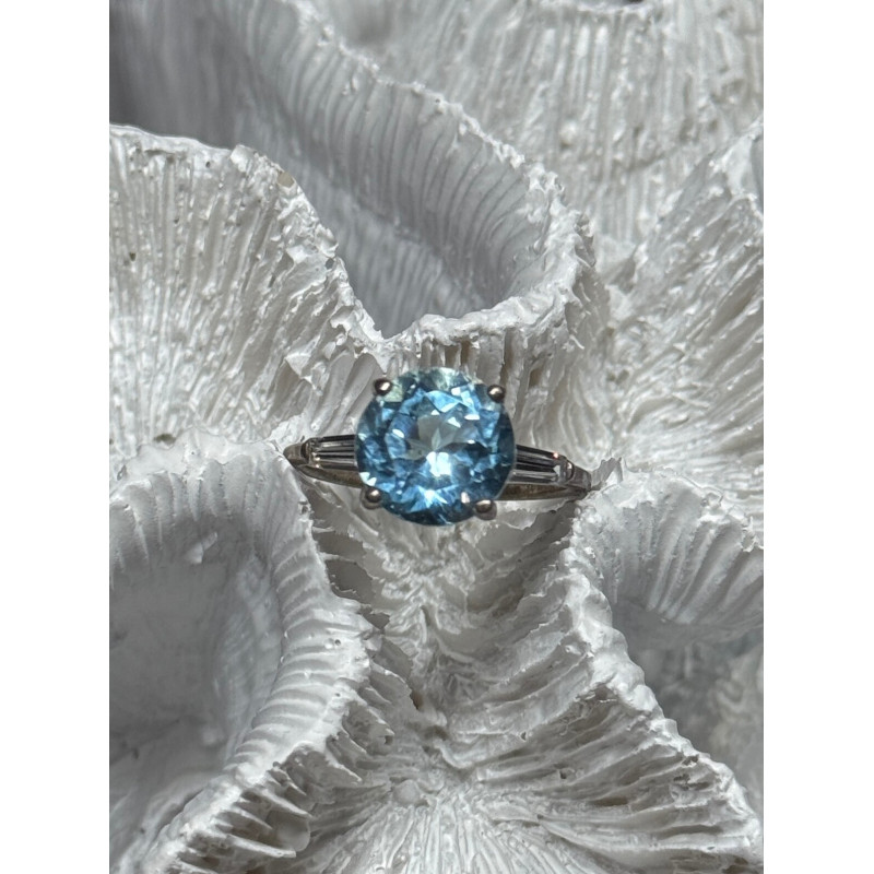 925 Sterling Silver Topaz & Beryl Ring Size 6