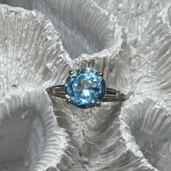 925 Sterling Silver Topaz & Beryl Ring Size 6
