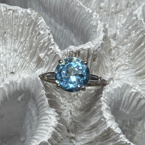 925 Sterling Silver Topaz & Beryl Ring Size 6
